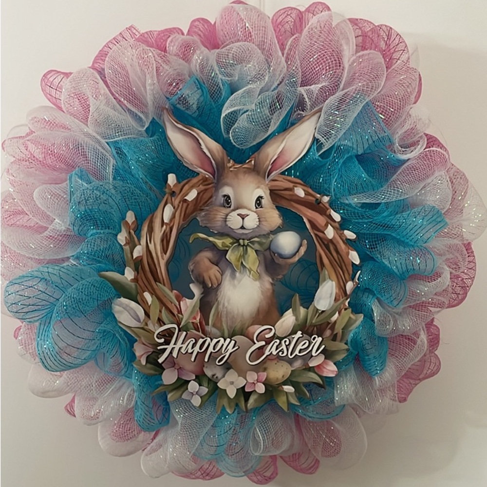 Brand New Handmade Colorful Easter Egg Wreath